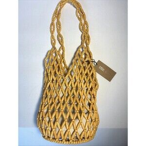 Steve Madden Fiji Natural Beaded Shoulder Bag Y2K style Fisherman Beach Tote NEW